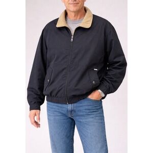 Vtg London Fog Mens Harrington Bomber Jacket Black Plaid Lined Size‎ Large Reg